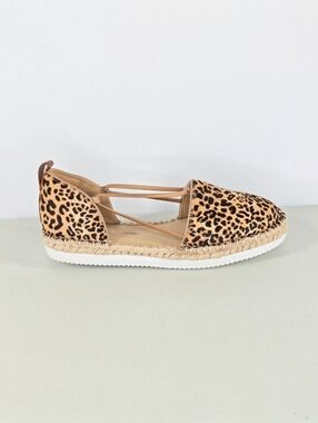 Rockport Seaview Bungee Espadrilles Leopard Faux Calf Hair Sandals Size 9.5